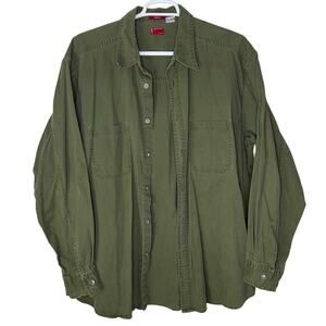 Vintage Levi's Men's XL Green Button Up‎ Red Tab Workwear Military Heavy Cotton